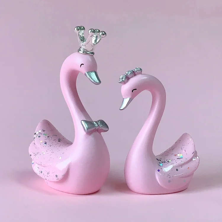 TBD0592286801_1.webp 2pcs /Pair Swan Resin Car Decoration Birthday Cake Tanabata Valentine Day Decoration - Image 6