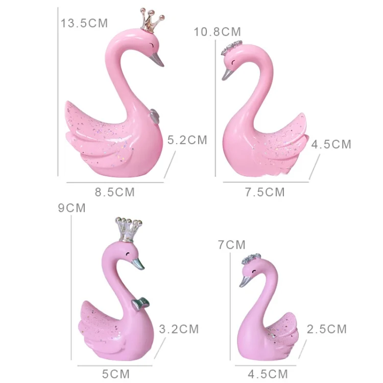 TBD0592286801_B1.webp 2pcs /Pair Swan Resin Car Decoration Birthday Cake Tanabata Valentine Day Decoration - Image 2