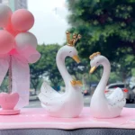 2pcs /Pair Swan Resin Car Decoration Birthday Cake Tanabata Valentine Day Decoration - Image 4