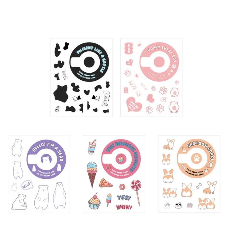 5 PCS 5 in 1 DIY Cute Cartoon  Camera Stickers Set for Fujifilm Instax mini 11