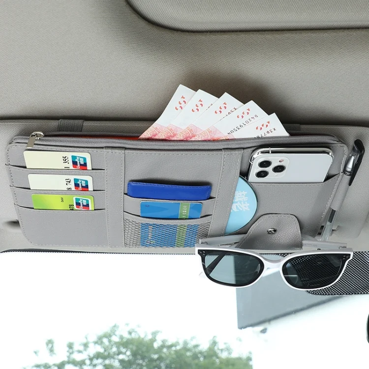 TBD0595697701A_1.webp 2 PCS Auto Sun Visor Card Clip Business Card Glasses Clip Zipper Car Mobile Phone Document Folder - Image 7