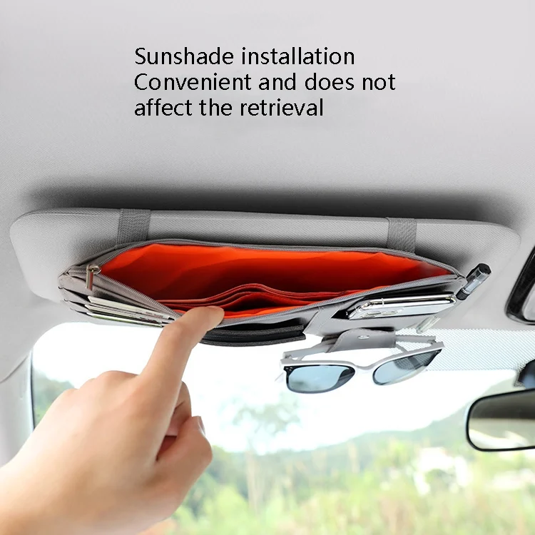 TBD0595697701_B4.webp 2 PCS Auto Sun Visor Card Clip Business Card Glasses Clip Zipper Car Mobile Phone Document Folder - Image 5
