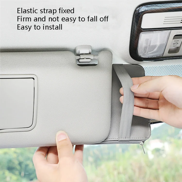 TBD0595697701_B5.webp 2 PCS Auto Sun Visor Card Clip Business Card Glasses Clip Zipper Car Mobile Phone Document Folder - Image 6
