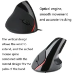 JSY-12 5 Keys USB Wired Vertical Mouse Ergonomic Wrist Brace Optical Mouse - Image 3