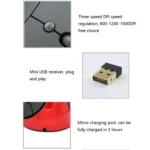 JSY-03 6 Keys Wireless Vertical Charging Mouse Ergonomic Vertical Optical Mouse - Image 4