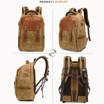 K805 Waterproof Batik Canvas Camera Backpack Outdoor Liner Shoulder Photography Bag - Image 4