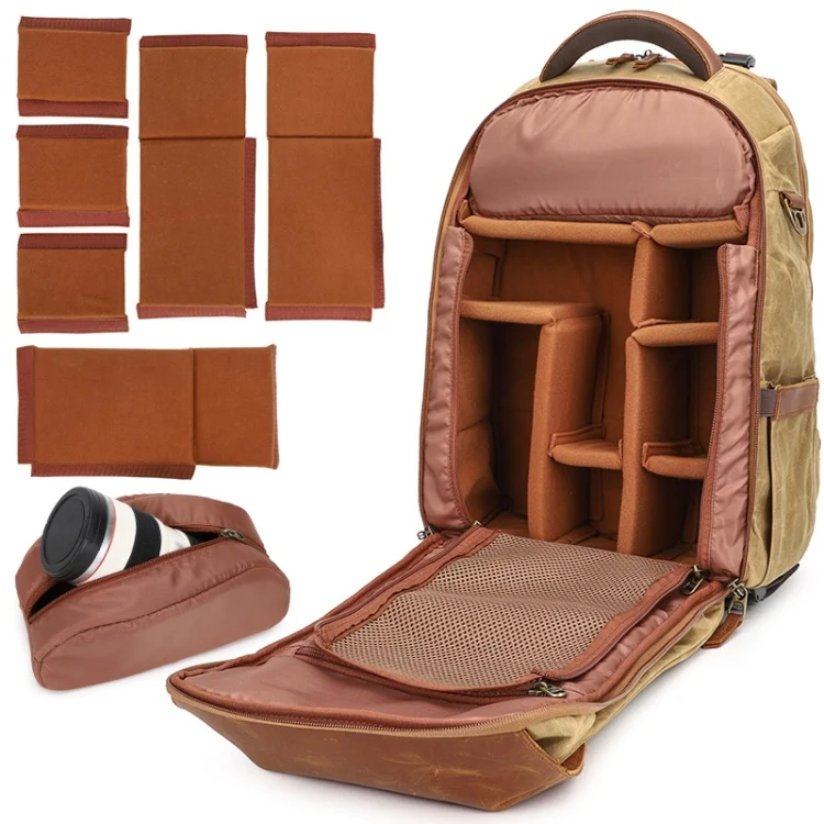 TBD0598340001_B4.webp K805 Waterproof Batik Canvas Camera Backpack Outdoor Liner Shoulder Photography Bag - Image 5