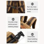 K805 Waterproof Batik Canvas Camera Backpack Outdoor Liner Shoulder Photography Bag - Image 7