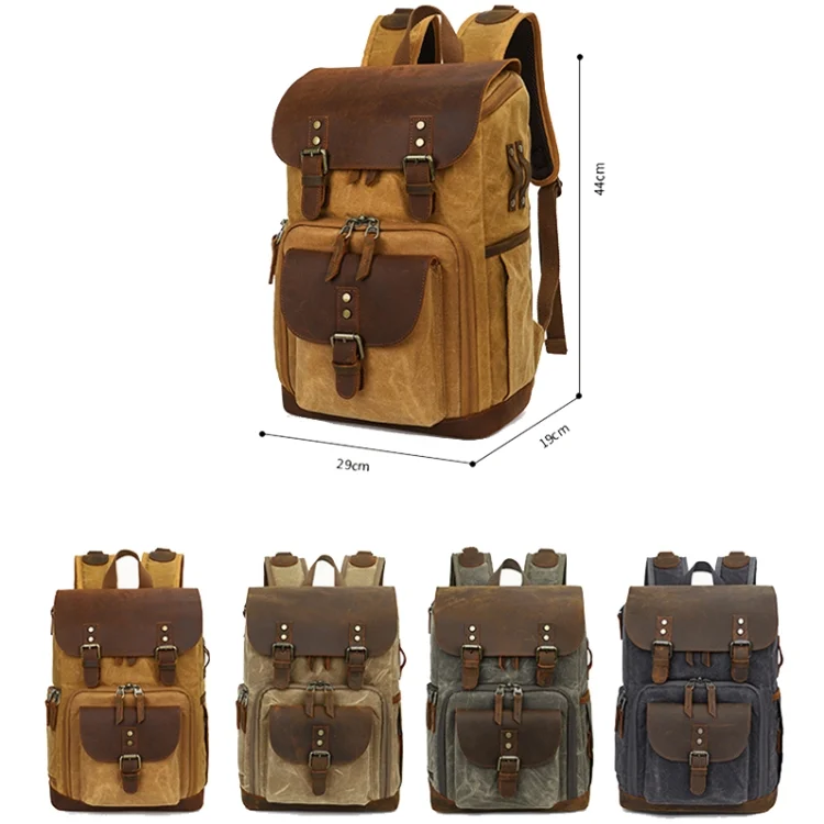 TBD0598340101_B1.webp K-86 Casual Shoulder Camera Bag Contrast Waterproof Batik Canvas Single Digital Camera Photo Backpack - Image 2