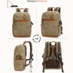 D1383 Outdoor SLR Digital Camera Backpack Waterproof Batik Canvas Camera Bag - Image 4