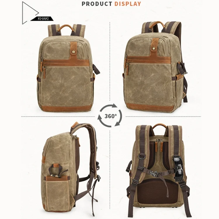 TBD0598342401_B3.webp D1383 Outdoor SLR Digital Camera Backpack Waterproof Batik Canvas Camera Bag - Image 4