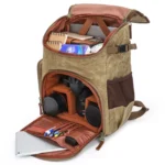 K001-D Leisure Shoulder Camera Bag Waterproof Retro Canvas Camera Storage Backpack - Image 2