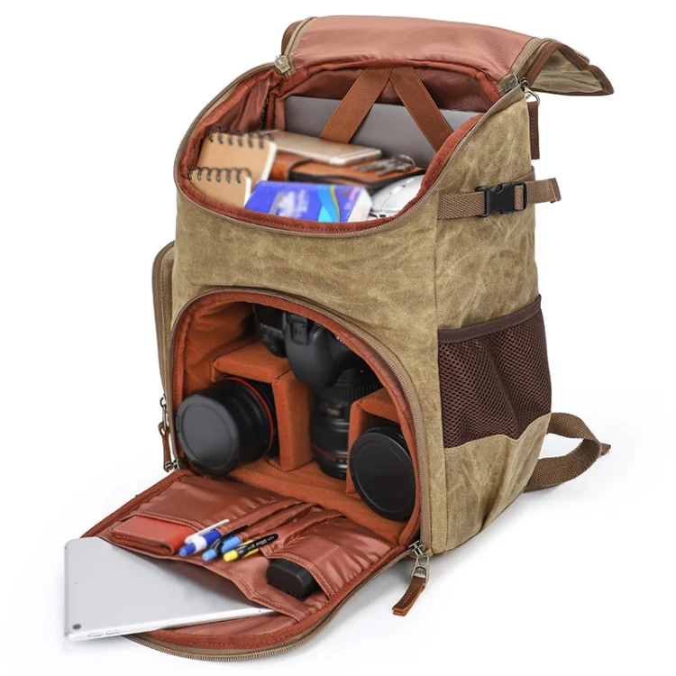 TBD0598890201_B1.webp K001-D Leisure Shoulder Camera Bag Waterproof Retro Canvas Camera Storage Backpack - Image 2