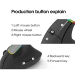 DELUX M618DB 6-Keys 1600 DPI RGB Vertical Wireless Bluetooth Dual-Mode Mouse - Image 8