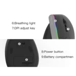 DELUX M618DB 6-Keys 1600 DPI RGB Vertical Wireless Bluetooth Dual-Mode Mouse - Image 9