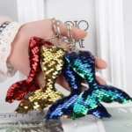 10 PCS Reflective Mermaid Keychain Sequins Mermaid Tail Accessories Car Luggage Pendant - Image 3