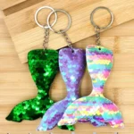 10 PCS Reflective Mermaid Keychain Sequins Mermaid Tail Accessories Car Luggage Pendant - Image 5