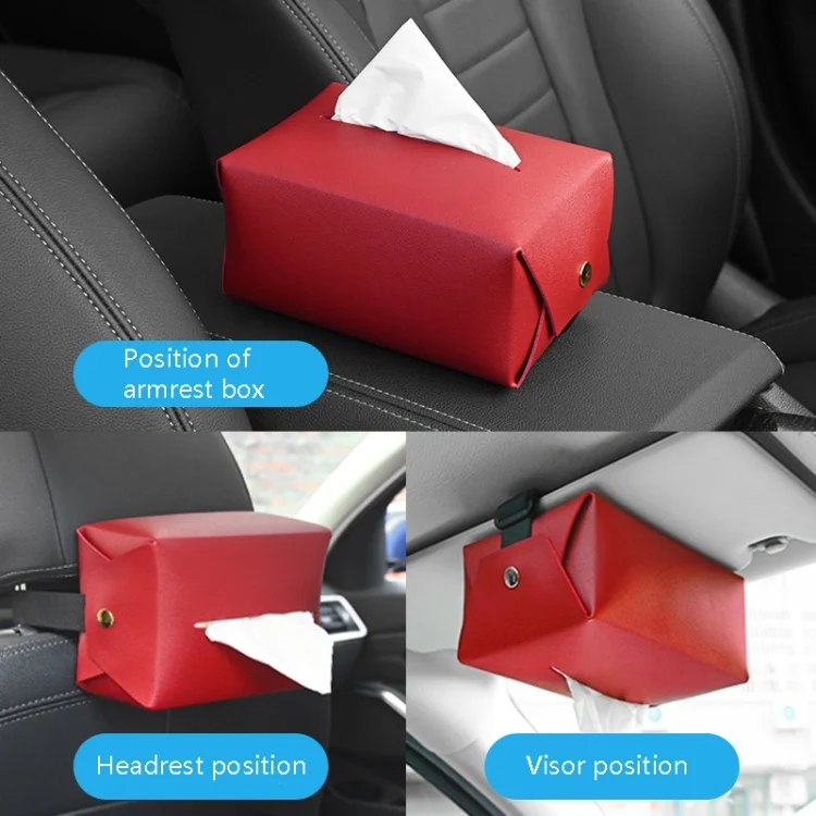 TBD0601613301_B5.webp 2 PCS Car Leather Tissue Box Home Paper Towel Storage Box - Image 6
