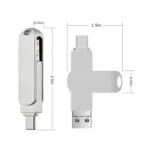 USB 3.0 + 8 Pin + USB-C / Type-C 3 in 1 Phone Computer Rotatable Metal U-Disk - Image 3