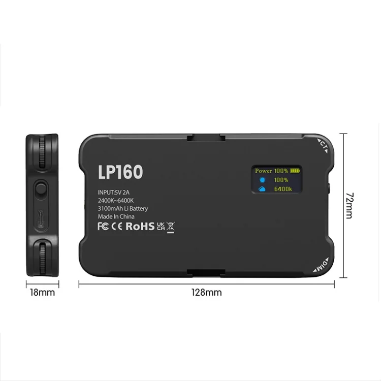 TBD06016395_1.webp LP160 180 LEDs Square Pocket Fill Light Dual Color Temperature Portable Mobile Phone SLR Computer Photography Fill Light - Image 2