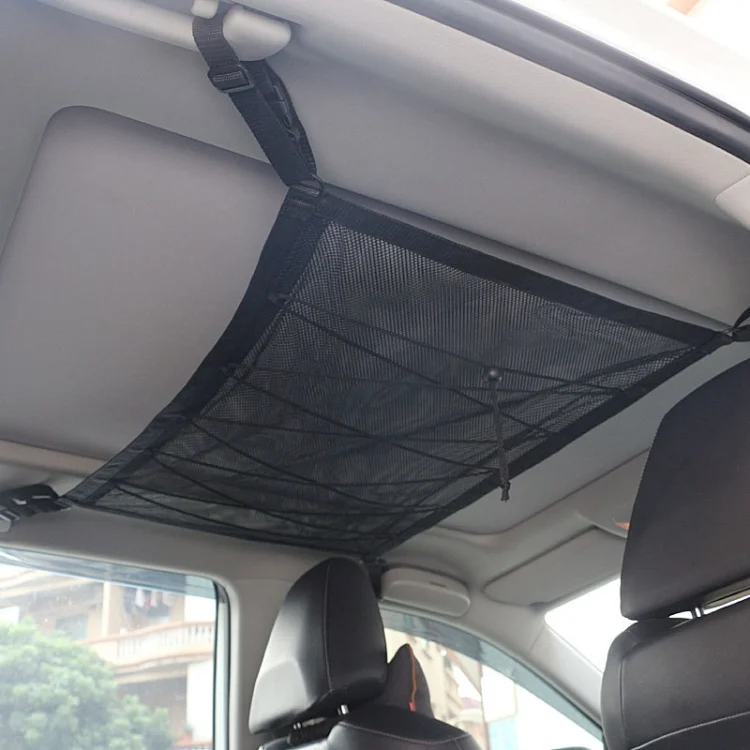 TBD0601657901_B1.webp Car Ceiling Storage Net Bag Draw Rope Double-Layer Zipper Car Storage Net Pocket - Image 2