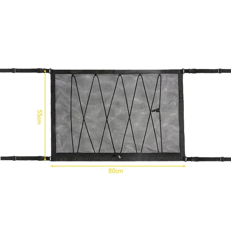 TBD0601657901_B2.webp Car Ceiling Storage Net Bag Draw Rope Double-Layer Zipper Car Storage Net Pocket - Image 3