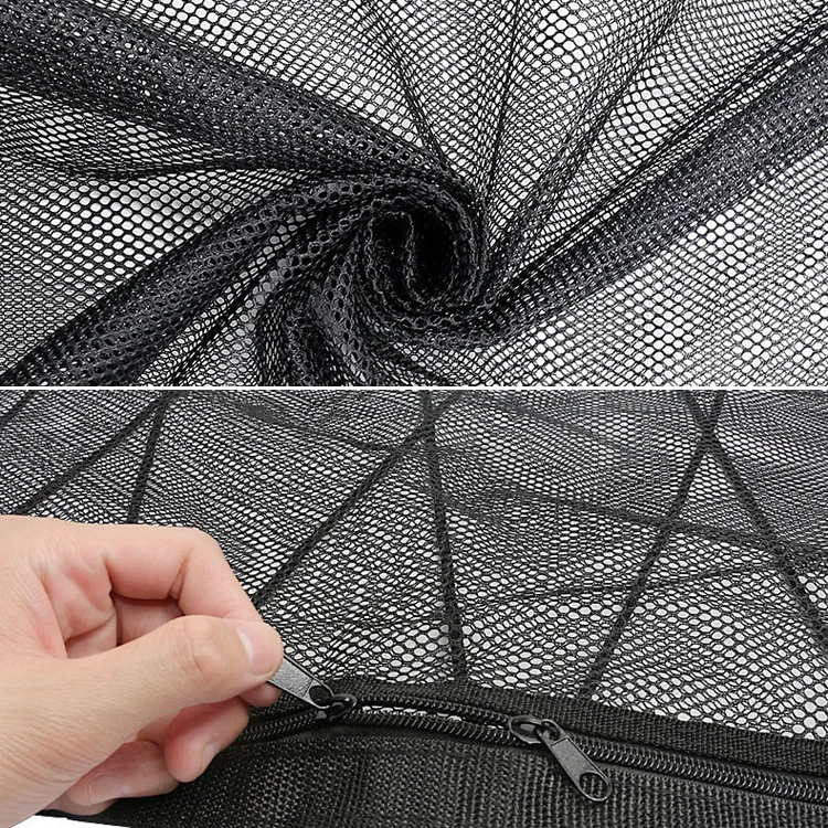 TBD0601657901_B4.webp Car Ceiling Storage Net Bag Draw Rope Double-Layer Zipper Car Storage Net Pocket - Image 5