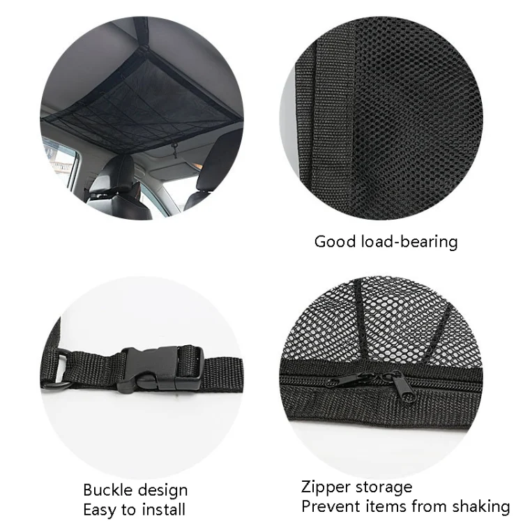 TBD0601657901_B5.webp Car Ceiling Storage Net Bag Draw Rope Double-Layer Zipper Car Storage Net Pocket - Image 6