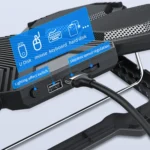 F12 6 Fans USB Semiconductor Computer Radiator Notebook Stand with Phone Holder - Image 6