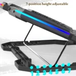 F12 6 Fans USB Semiconductor Computer Radiator Notebook Stand with Phone Holder - Image 7