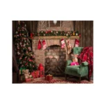 2.1m x 1.5m 3D Christmas Fireplace Studio Background Cloth - Image 2