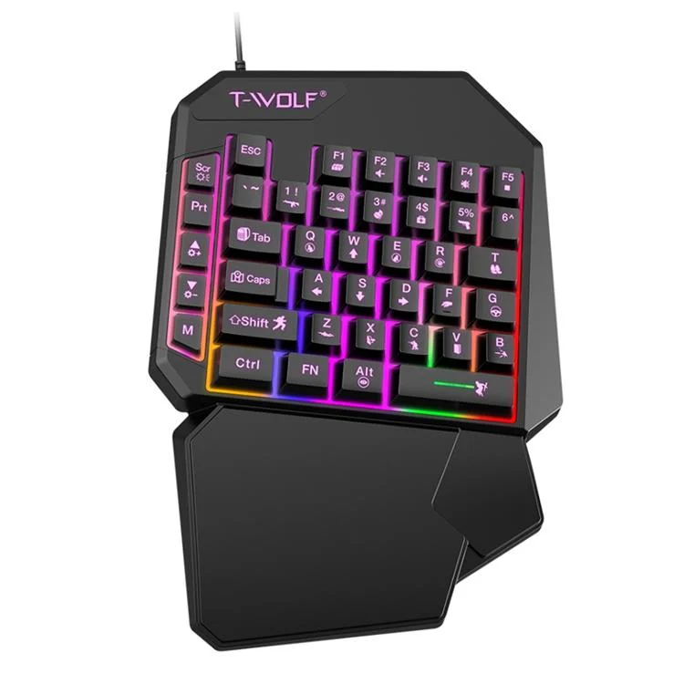 T-WOLF Mobile Gaming One-Handed Keyboard,Specification: