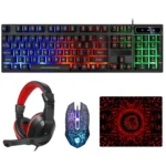 LD-126 4 in 1 Luminous Keyboard + Mouse + Earphone + Mouse Pad Set
