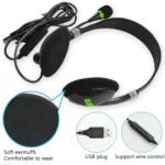 USB440 Universal USB Computer Cable Head Wearable Electricity Music Voice Headphones - Image 4