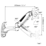 Gibbon Mounts GM112W Wall-Mounted Gas Spring Lifting Computer Monitor Stand - Image 3