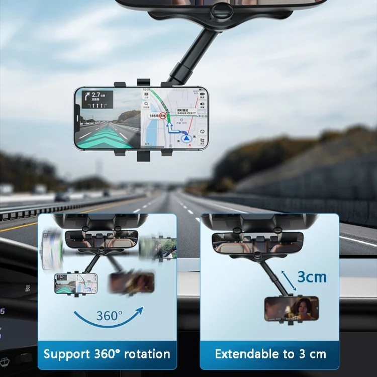 TBD0601946801_B3.webp ZJ099 360 Degree Rotating Car Rearview Mirror Phone Holder - Image 4