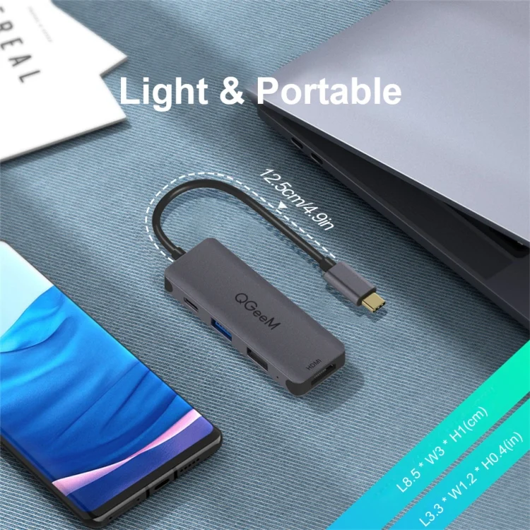 TBD0602068401_B2.webp QGeeM UH04-1 4 In 1 USB 3.0 Multifunction Type-C Extension HUB Adapter - Image 3