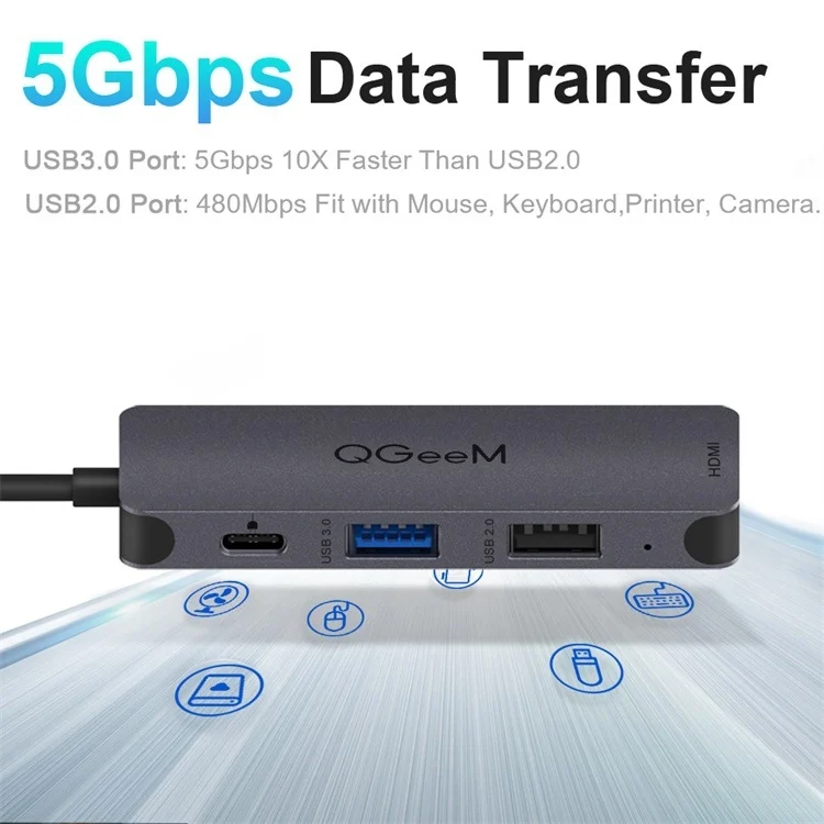 TBD0602068401_B4.webp QGeeM UH04-1 4 In 1 USB 3.0 Multifunction Type-C Extension HUB Adapter - Image 5
