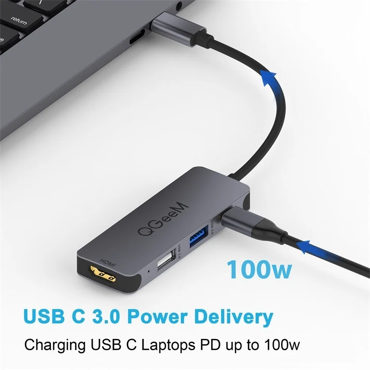 TBD0602068401_B5.webp QGeeM UH04-1 4 In 1 USB 3.0 Multifunction Type-C Extension HUB Adapter - Image 6
