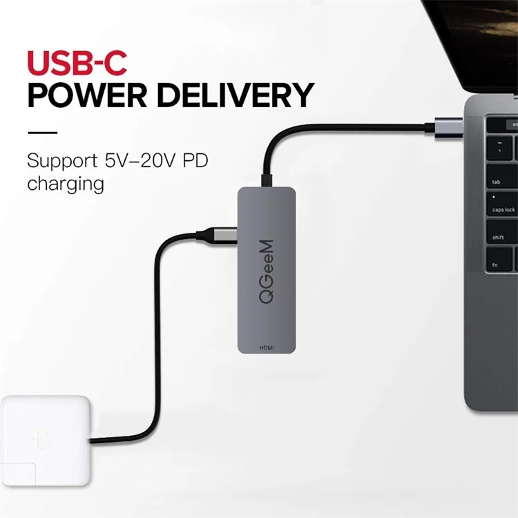 TBD0602068401_B6.webp QGeeM UH04-1 4 In 1 USB 3.0 Multifunction Type-C Extension HUB Adapter - Image 7