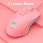 E32  7 Keys 3200 DPI Pink Girls RGB Glowing Wired Mouse Gaming Mouse, Interface: - Image 2