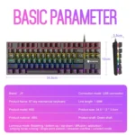 XUNFOX K80 87 Keys Wired Gaming Mechanical Illuminated Keyboard, Cable Length:1.5m - Image 7