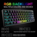 ZIYOU LANG K61 62 Keys RGB Lighting Mini Gaming Wired Keyboard, Cable Length:1.5m - Image 2