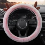 Antler Thick Plush Steering Wheel Cover, Style: