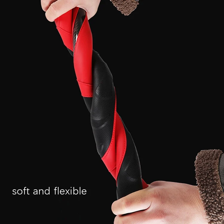 TBD0602172901_B3.webp Leather Carbon Fiber Stitching Car Steering Wheel Set, Diameter: - Image 4