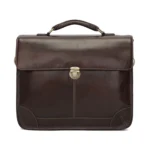 Men Retro Cowhide Leather Briefcase Multifunctional Laptop Bag for 15.6 Inch Computer