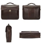 Men Retro Cowhide Leather Briefcase Multifunctional Laptop Bag for 15.6 Inch Computer - Image 2