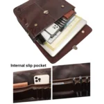 Men Retro Cowhide Leather Briefcase Multifunctional Laptop Bag for 15.6 Inch Computer - Image 4