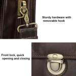 Men Retro Cowhide Leather Briefcase Multifunctional Laptop Bag for 15.6 Inch Computer - Image 5