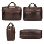 Men Retro Oil Wax Leather Handbag 17 Inch Computer Bag Shoulder Diagonal Briefcase - Image 2